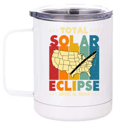 Solar Eclipse 2024 Total Solar Eclipse Vintage Retro Total Eclipse 12 oz Stainless Steel Tumbler Cup