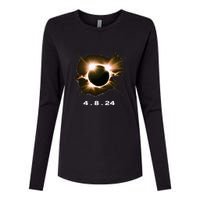 Solar Eclipse 4.8.24 Totality Event 2024 Souvenir Womens Cotton Relaxed Long Sleeve T-Shirt