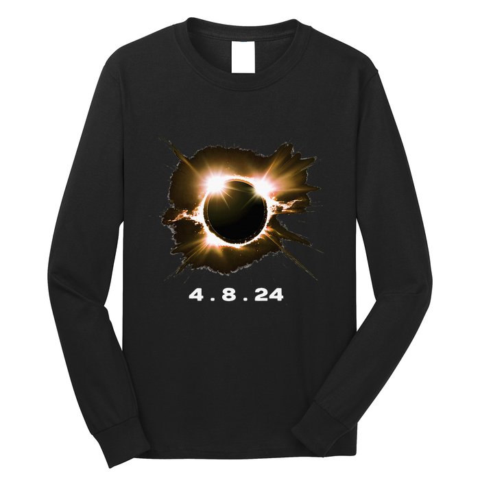 Solar Eclipse 4.8.24 Totality Event 2024 Souvenir Long Sleeve Shirt