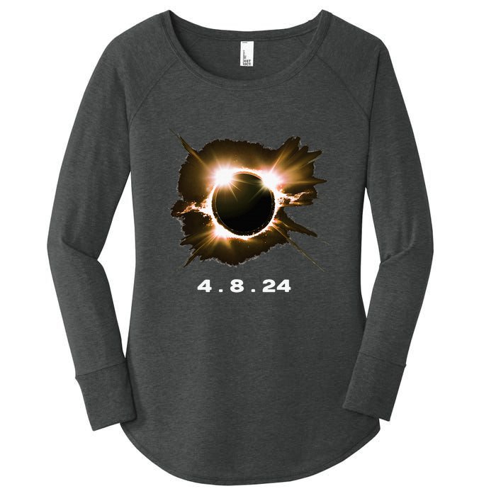 Solar Eclipse 4.8.24 Totality Event 2024 Souvenir Women's Perfect Tri Tunic Long Sleeve Shirt