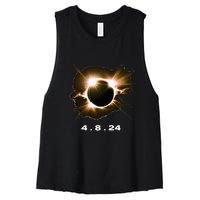 Solar Eclipse 4.8.24 Totality Event 2024 Souvenir Women's Racerback Cropped Tank