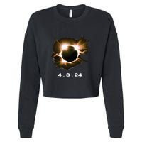 Solar Eclipse 4.8.24 Totality Event 2024 Souvenir Cropped Pullover Crew