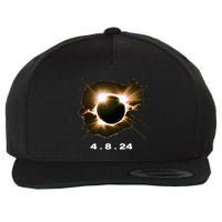 Solar Eclipse 4.8.24 Totality Event 2024 Souvenir Wool Snapback Cap