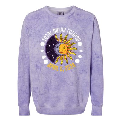 Solar Eclipse 842024 Eclipse With Sun Crescent Moon Colorblast Crewneck Sweatshirt