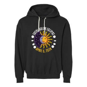 Solar Eclipse 842024 Eclipse With Sun Crescent Moon Garment-Dyed Fleece Hoodie