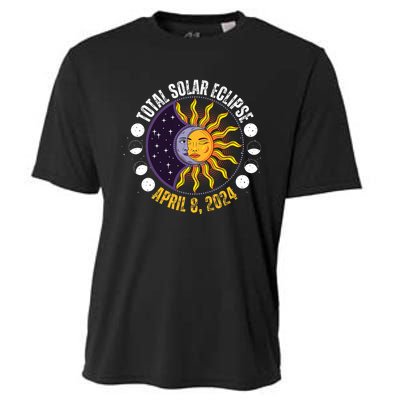 Solar Eclipse 842024 Eclipse With Sun Crescent Moon Cooling Performance Crew T-Shirt