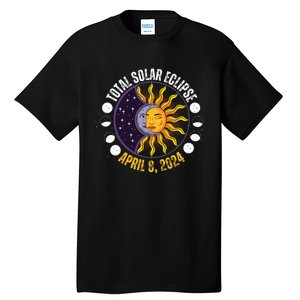 Solar Eclipse 842024 Eclipse With Sun Crescent Moon Tall T-Shirt