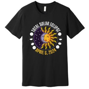 Solar Eclipse 842024 Eclipse With Sun Crescent Moon Premium T-Shirt