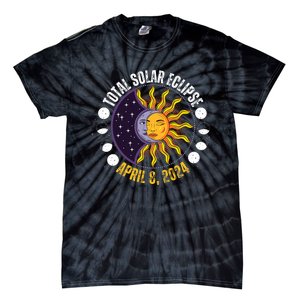 Solar Eclipse 842024 Eclipse With Sun Crescent Moon Tie-Dye T-Shirt