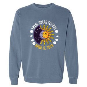 Solar Eclipse 842024 Eclipse With Sun Crescent Moon Garment-Dyed Sweatshirt