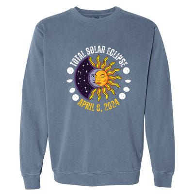 Solar Eclipse 842024 Eclipse With Sun Crescent Moon Garment-Dyed Sweatshirt