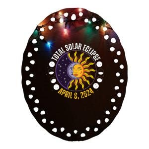 Solar Eclipse 842024 Eclipse With Sun Crescent Moon Ceramic Oval Ornament