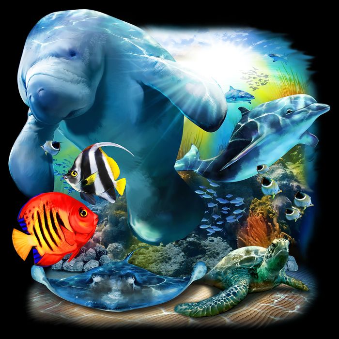 Sea Life - Classic Collage Cooling Performance Crew T-Shirt