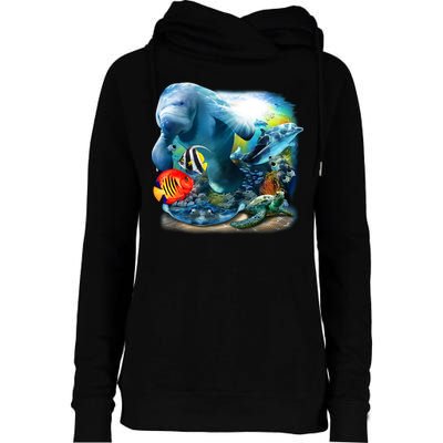 Sea Life - Classic Collage Womens Funnel Neck Pullover Hood