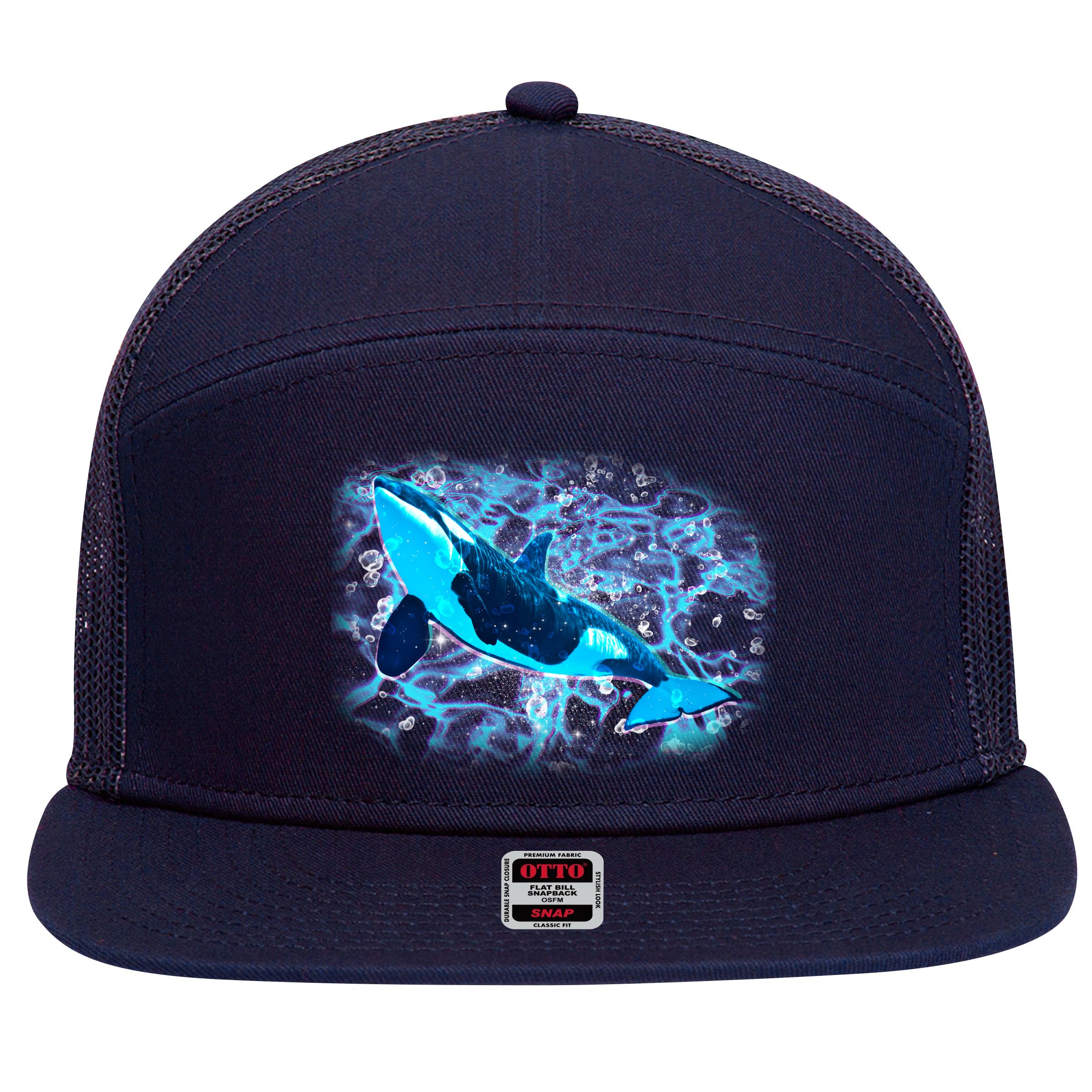 Sea Life Whale 7 Panel Mesh Trucker Snapback Hat