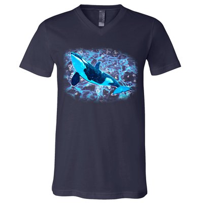 Sea Life Whale V-Neck T-Shirt