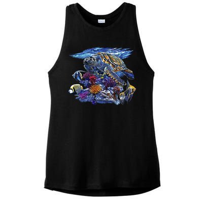 Sea Turtle Life Ladies PosiCharge Tri-Blend Wicking Tank