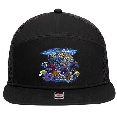 Sea Turtle Life 7 Panel Mesh Trucker Snapback Hat