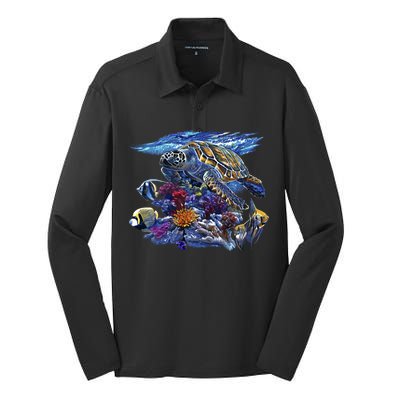 Sea Turtle Life Silk Touch Performance Long Sleeve Polo