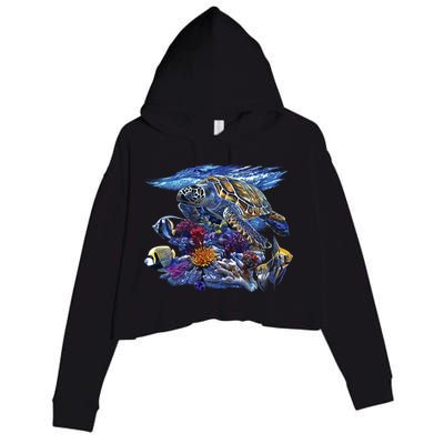 Sea Turtle Life Crop Fleece Hoodie