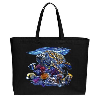 Sea Turtle Life Cotton Canvas Jumbo Tote