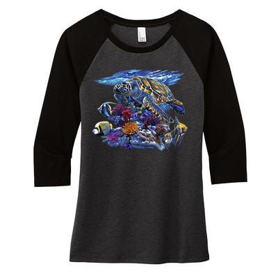 Sea Turtle Life Women's Tri-Blend 3/4-Sleeve Raglan Shirt