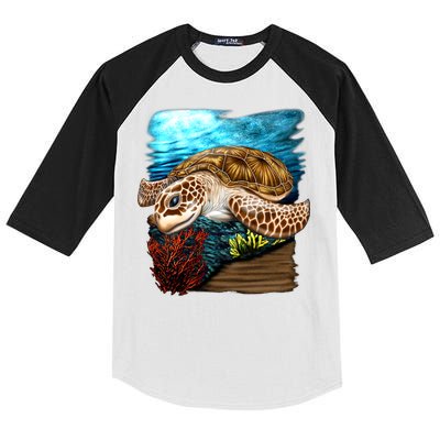 Sea Turtle Ocean Kids Colorblock Raglan Jersey