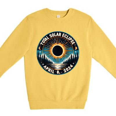 Solar Eclipse Astronomy Vintage 2024 Solar Eclipse Premium Crewneck Sweatshirt