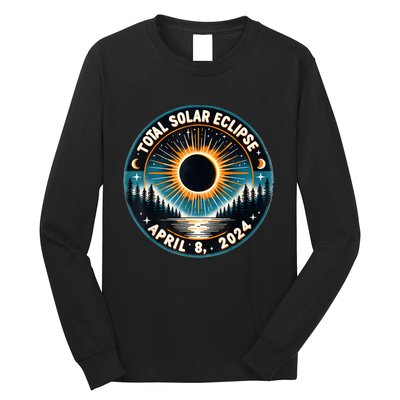 Solar Eclipse Astronomy Vintage 2024 Solar Eclipse Long Sleeve Shirt