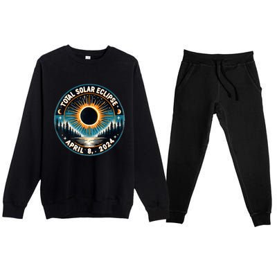 Solar Eclipse Astronomy Vintage 2024 Solar Eclipse Premium Crewneck Sweatsuit Set