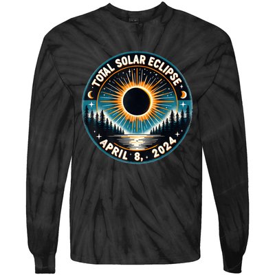 Solar Eclipse Astronomy Vintage 2024 Solar Eclipse Tie-Dye Long Sleeve Shirt