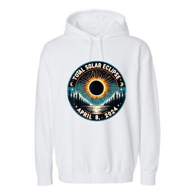 Solar Eclipse Astronomy Vintage 2024 Solar Eclipse Garment-Dyed Fleece Hoodie