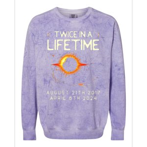 Solar Eclipse Astronomy Twice In Lifetime 2024 Solar Eclipse Colorblast Crewneck Sweatshirt