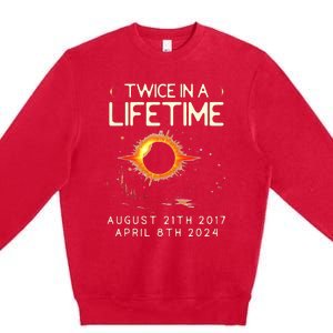 Solar Eclipse Astronomy Twice In Lifetime 2024 Solar Eclipse Premium Crewneck Sweatshirt