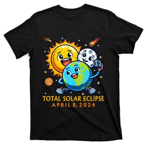 Solar Eclipse April 8 2024 Cute Earth Sun Moon Selfie Space T-Shirt