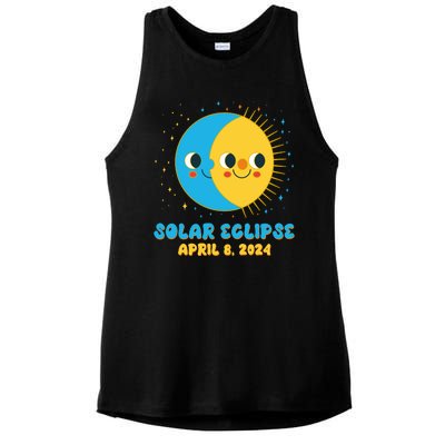 Solar Eclipse April 8 2024 Cute Moon And Sun Ladies PosiCharge Tri-Blend Wicking Tank