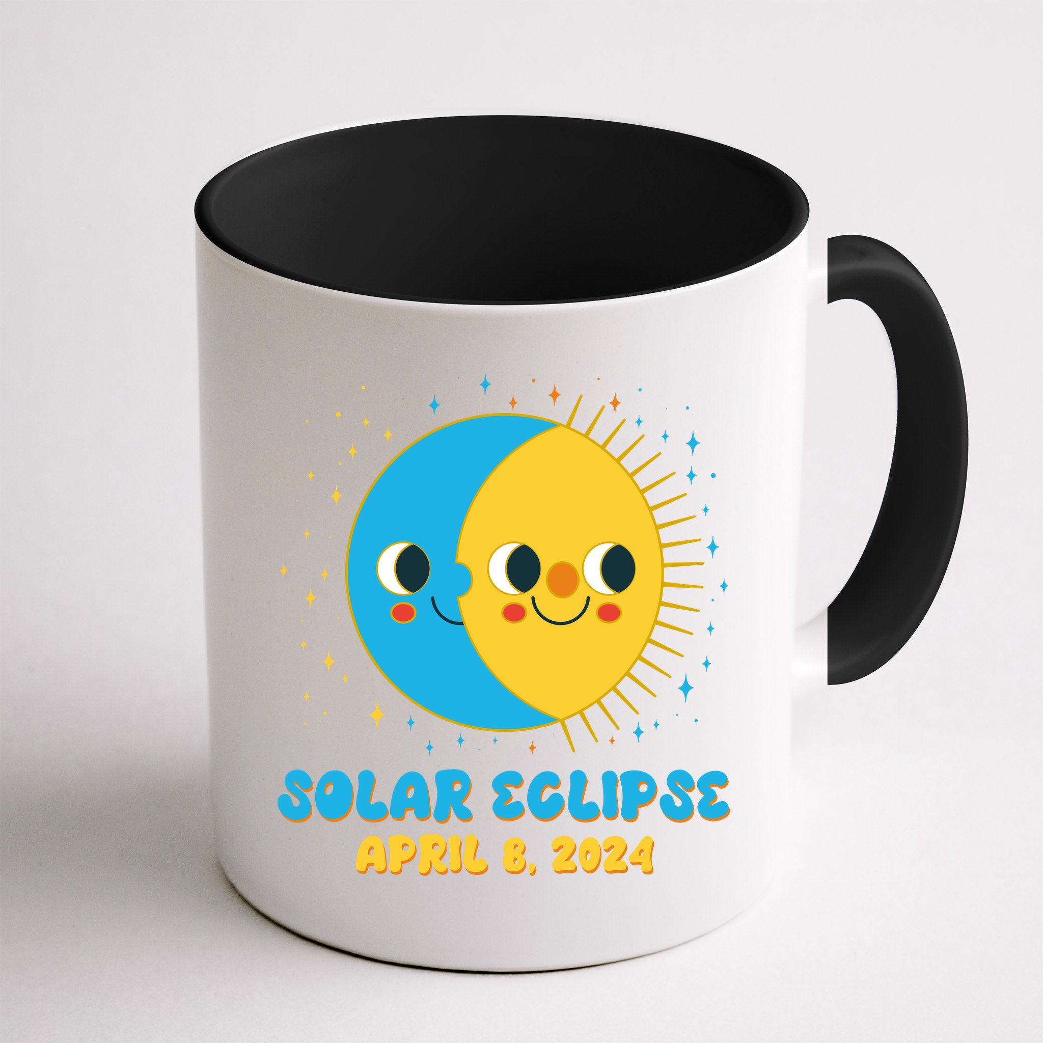 Solar Eclipse April 8 2024 Cute Moon And Sun Mug