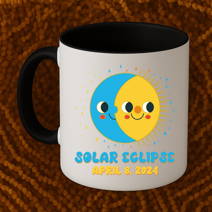 Solar Eclipse April 8 2024 Cute Moon And Sun Mug