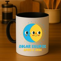 Solar Eclipse April 8 2024 Cute Moon And Sun Mug