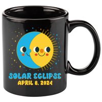 Solar Eclipse April 8 2024 Cute Moon And Sun 11oz C Handle Ceramic Mug
