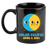 Solar Eclipse April 8 2024 Cute Moon And Sun 11oz C Handle Ceramic Mug