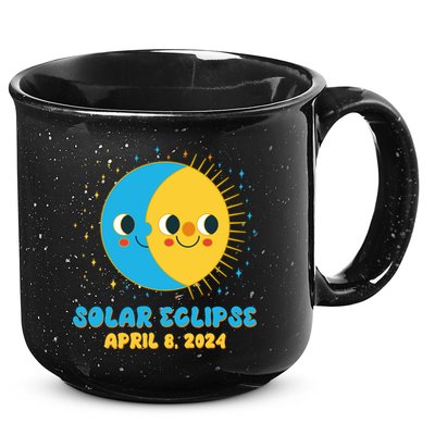 Solar Eclipse April 8 2024 Cute Moon And Sun 15oz Campfire Ceramic Mug