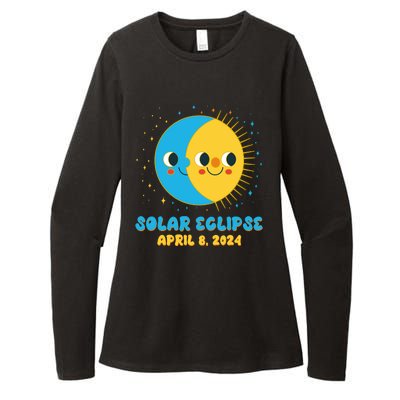 Solar Eclipse April 8 2024 Cute Moon And Sun Womens CVC Long Sleeve Shirt