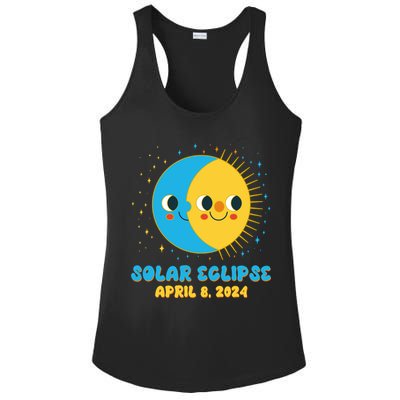 Solar Eclipse April 8 2024 Cute Moon And Sun Ladies PosiCharge Competitor Racerback Tank