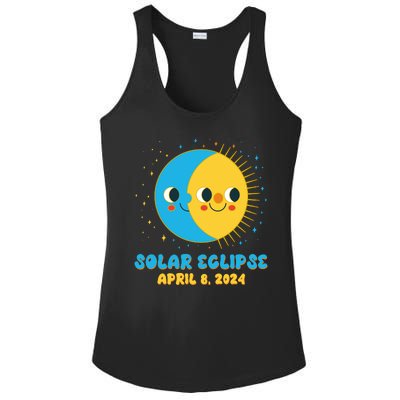 Solar Eclipse April 8 2024 Cute Moon And Sun Ladies PosiCharge Competitor Racerback Tank