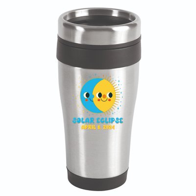 Solar Eclipse April 8 2024 Cute Moon And Sun 16oz Travel Tumbler