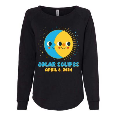 Solar Eclipse April 8 2024 Cute Moon And Sun Womens California Wash Sweatshirt