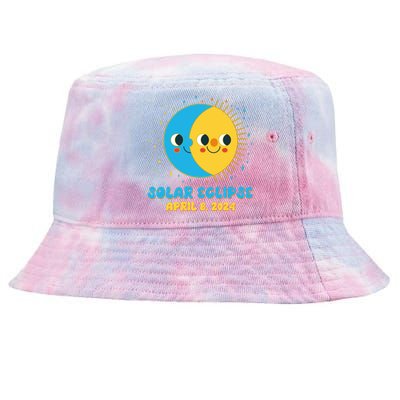 Solar Eclipse April 8 2024 Cute Moon And Sun Tie-Dyed Bucket Hat