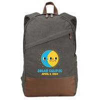 Solar Eclipse April 8 2024 Cute Moon And Sun Cotton Canvas Backpack