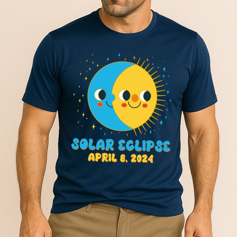 Solar Eclipse April 8 2024 Cute Moon And Sun Performance Shirt
